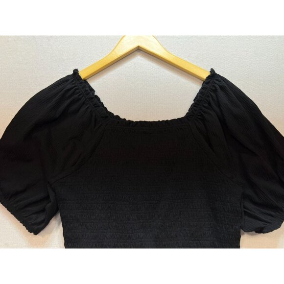 Old Navy Women's Off Shoulder Crop Top Puff Sleeve Smocked Back Size XL Black - Picture 7 of 8